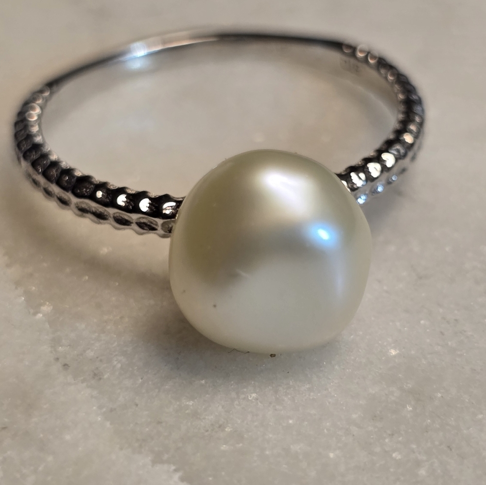 Silver Pearl Ring Hallmark BTQ